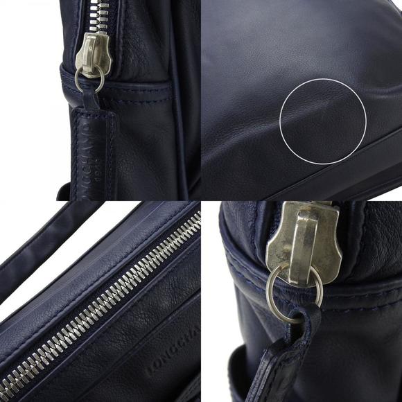 Longchamp Handbag Leather Navy Ladies - Picture 7 of 11